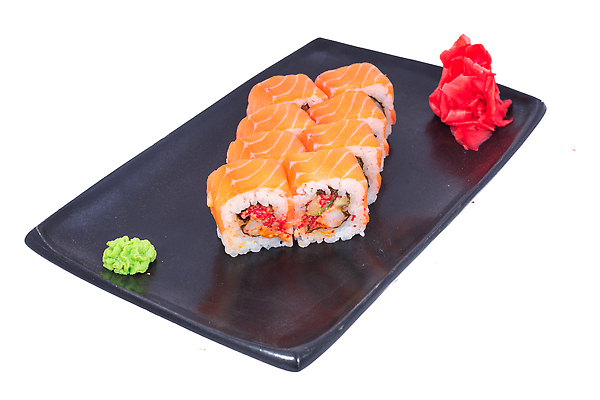 포토 JPG 해외이미지 접시 사람없음 고추냉이 연어 날치알 롤스시 생강초절임 해외202309 해외포토 식기 어류 알 초밥 양념 절임 일본음식 파일형식