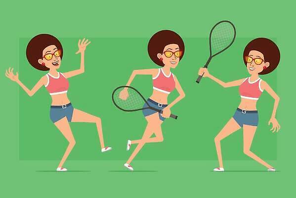 EPS 해외이미지 모델 캐릭터 여자 행복 얼굴 스포츠 분홍색 셔츠 일러스트 반바지 휴가 휴식 서기 미소 여름 세트 선글라스 달리기 점프 청바지 표현 우승 테니스라켓 플랫 만화 사인 애니메이션 고립 플레이어 필승 스타일 벡터 해외202309 해외일러스트 일러캐릭터 계절 감정 안경 컬러 컨셉 상의 바지 모션 표정 사람 신체부위 테니스 라켓 최고 파일형식