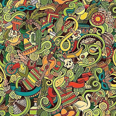 EPS 해외이미지 백그라운드 패턴 일러스트 선인장 옥수수 사람없음 야자수 보트 낙서 라틴아메리카 우쿨렐레 가득함 앵무새 타코 마다가스카르 마라카스 코코넛주스 판초 해외일러스트 나무 식물 무늬 배_교통 조류 현악기 타악기 곡류 아메리카 주스 전통의상 코코넛 파일형식 벡터