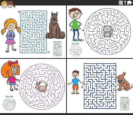 EPS 해외이미지 동물 템플릿 캐릭터 디자인 교육 길 어린이 일러스트 출입구 소년 취미 그래픽 반려동물 세트 고양이 우정 유치원 게임 퍼즐 개 강아지 어플리케이션 만화 수집 방향 입장 그림 문제집 미로 해결 주인 방법 벡터 해외202309 해외일러스트 일러캐릭터 남자 포유류 놀이 사람 책 친구 파일형식