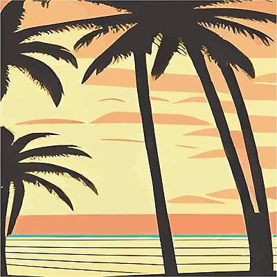 EPS 해외이미지 실루엣 바다 분홍색 섬 일러스트 하늘 미술 사람없음 물 야자수 햇빛 태양 노을 뜨거움 스케치 석호 이국적 해외202309 해외일러스트 자연요소 나무 컬러 문화예술 촬영기법 파일형식 벡터