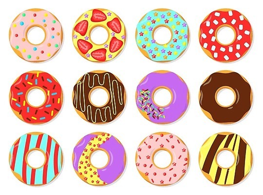 EPS 해외이미지 일러스트 딸기 사람없음 컬러풀 도넛 달콤 해외202309 해외일러스트 컬러 과일 디저트 맛 파일형식 벡터