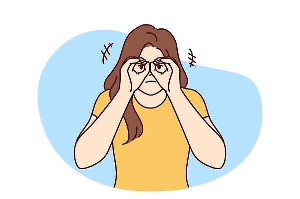 EPS 해외이미지 응시 여자 일러스트 한명 상반신 성인 쌍안경 표현 집중 발견 성인여자한명만 해외202309 해외일러스트 1 시선 컨셉 사람 망원경 여자한명만 성인여자만 파일형식 벡터