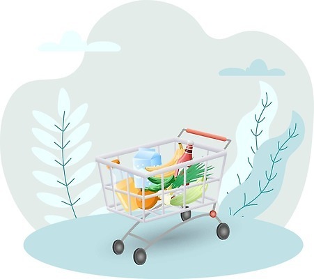 EPS 해외이미지 잡화 음식 채소 오렌지 과일 일러스트 선반 종류 육류 손잡이 빨간색 초록색 파란색 노란색 판매 세일 바구니 상점 카트 신선 바퀴 시장 플랫 선택 구매 상품 만화 롤 모음 소매 짐싸기 슈퍼마켓 항목 제의 해외202309 해외일러스트 컬러 가구 컨셉 식재료 쇼핑 파일형식 벡터 생활용품 오브젝트