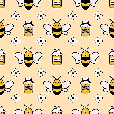 EPS 해외이미지 꽃 패턴 일러스트 사람없음 노란색 꿀 꿀단지 해외202309 해외일러스트 식물 컬러 무늬 파일형식 벡터