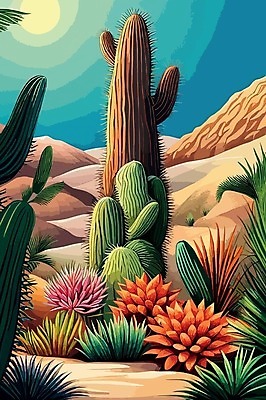 EPS 해외이미지 일러스트 선인장 사람없음 사막 해외202309 해외일러스트 식물 파일형식 벡터