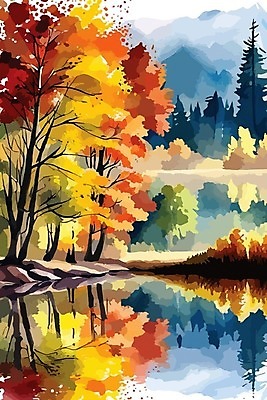 EPS 해외이미지 나무 일러스트 사람없음 강 반사 숲 해외202309 해외일러스트 식물 파일형식 벡터