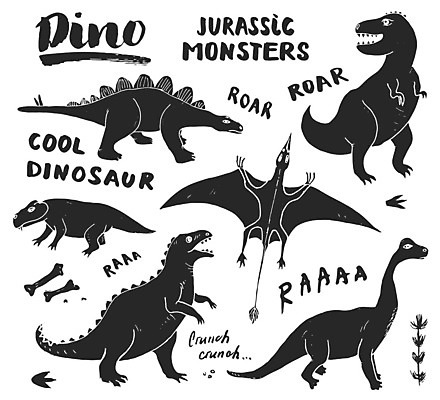 EPS 해외이미지 야생동물 백그라운드 일러스트 사람없음 세트 공룡 육식동물 고립 해외202309 해외일러스트 동물 파충류 파일형식 벡터