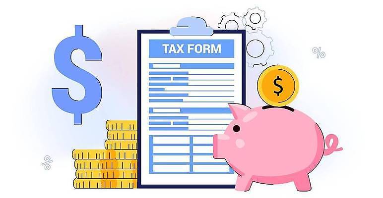 EPS 해외이미지 일러스트 사람없음 금융 돼지저금통 동전탑 서류판 세금 세금계산서 해외202309 해외일러스트 경제 쌓기 사무용품 동전 저금통 파일형식 벡터