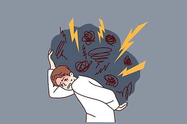 EPS 해외이미지 남자 일러스트 스트레스 한명 성인 번개 업기 문제 트러블 해외202309 해외일러스트 1 모션 날씨 사람 파일형식 벡터