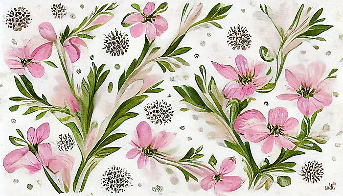 JPG 해외이미지 분홍색 백그라운드 잎 꽃무늬 패턴 일러스트 사람없음 빈티지 질감 번짐 해외202309 해외일러스트 식물 꽃 컬러 컨셉 무늬 파일형식 효과