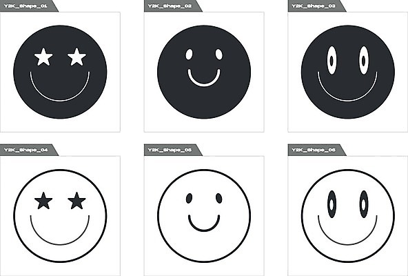 EPS 해외이미지 일러스트 추상 사람없음 그래픽 세트 검은색 라인아트 복고 엘리먼트 Y2K 해외202309 해외일러스트 선 컬러 컨셉 무늬 파일형식 벡터