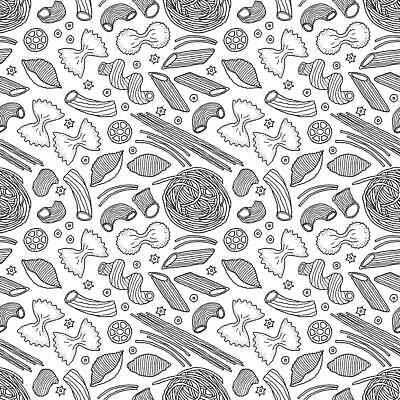 EPS 해외이미지 모양 전통 디자인 선 음식 컬러 백그라운드 패턴 일러스트 재료 벽지 파스타 스파게티 요리 미술 그래픽 장식 검은색 이탈리아 덮개 흰색 맛 낙서 스케치 심볼 사인 국수 유기농 윤곽 손그림 마카로니 엘리먼트 파르팔레 펜네 벡터 해외202309 해외일러스트 웰빙 유럽 컨셉 무늬 문화예술 서양음식 뚜껑 면류 파스타면 파일형식