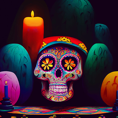 포토 JPG 해외이미지 전통 문화 컬러 벽지 멕시코 미술 사람없음 컬러풀 죽음 제단 해골모형 해외202309 해외포토 북아메리카 문화예술 모형 파일형식