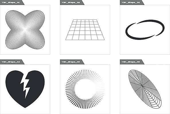EPS 해외이미지 디자인 일러스트 추상 사람없음 그래픽 세트 검은색 하트 원형 라인아트 격자 기하학 깨짐 키치 썬버스트 해외202309 해외일러스트 모양 도형 선 컬러 컨셉 무늬 파일형식 벡터