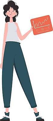 EPS 해외이미지 전신 여자 일러스트 그래프 한명 들기 성인 사물인터넷 성인여자한명만 해외202309 해외일러스트 1 모션 정보기술 사람 여자한명만 성인여자만 파일형식 벡터