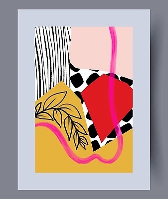 EPS 해외이미지 모양 포스터 선 잎 곡선 일러스트 추상 미술 사람없음 페인트 그림 기하학 미니멀 해외202309 해외일러스트 식물 무늬 문화예술 파일형식 벡터