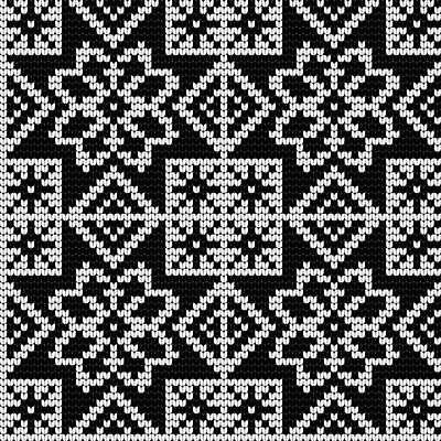 EPS 해외이미지 디자인 겨울 패턴 일러스트 눈꽃 사람없음 검은색 흰색 뜨개질 해외202309 해외일러스트 계절 컬러 무늬 눈_날씨 취미 파일형식 벡터