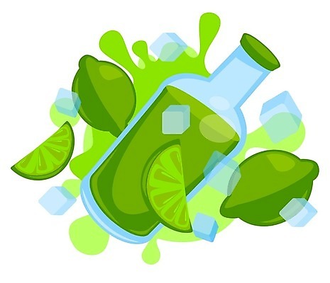 EPS 해외이미지 조각 일러스트 사람없음 초록색 얼음 주스 달콤 라임 라임주스 음료수병 해외202309 해외일러스트 자연요소 음료 컬러 과일 맛 과일주스 병_담는 파일형식 벡터