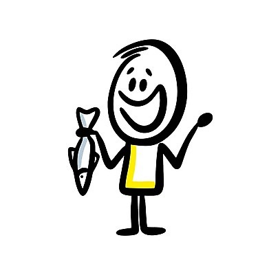 EPS 해외이미지 인물캐릭터 일러스트 어류 한명 들기 사람 손짓 낙서 심플 해외202309 해외일러스트 일러캐릭터 캐릭터 1 모션 수중동물 파일형식 벡터