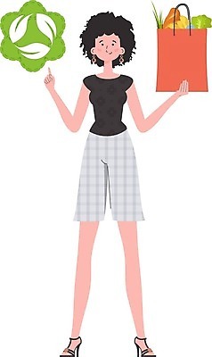 EPS 해외이미지 전신 여자 일러스트 한명 들기 성인 쇼핑백 재활용 보호 심볼 에코 친환경 성인여자한명만 해외202309 해외일러스트 1 컨셉 가방 모션 사람 환경 여자한명만 성인여자만 파일형식 벡터