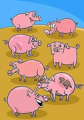 EPS 해외이미지 일러스트 사람없음 세트 돼지 진흙 해외202309 해외일러스트 포유류 파일형식 벡터