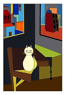 EPS 해외이미지 모양 디자인 백그라운드 일러스트 추상 미술 그래픽 장식 초록색 갈색 우주 고양이 희망 화가 스타일 벡터 해외202309 해외일러스트 직업 감정 컬러 무늬 포유류 문화예술 반려동물 파일형식