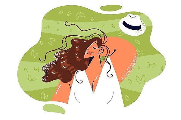 EPS 해외이미지 라이프스타일 여자 여유 일러스트 한명 상반신 성인 눈감음 성인여자한명만 해외202309 해외일러스트 1 감정 모션 사람 생활 여자한명만 성인여자만 파일형식 벡터