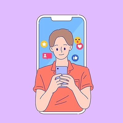 EPS 해외이미지 라이프스타일 포즈 일러스트 비즈니스 통신 창조 사람 10대 스마트폰 핸드폰 판매 디지털 스크린 표현 잡기 주름 어플리케이션 온라인 이모티콘 마케팅 소셜미디어 생존 벡터 해외202309 해외일러스트 모션 청소년 생활 전자제품 스마트기기 파일형식