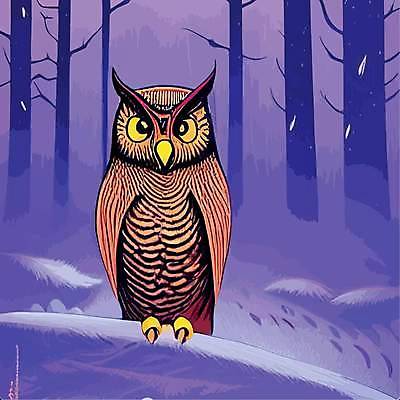 EPS 해외이미지 나무 야생동물 일러스트 사람없음 야간 숲 부엉이 해외202309 해외일러스트 자연요소 식물 동물 조류 파일형식 벡터