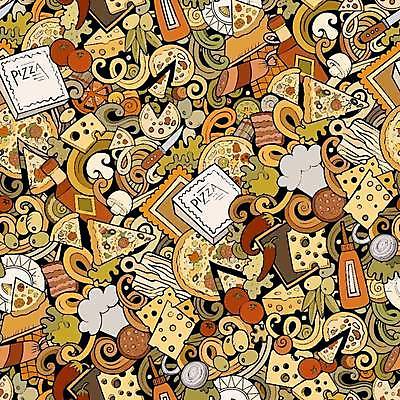 EPS 해외이미지 백그라운드 잎 패턴 토마토 일러스트 고추 양파 추상 치즈 피자 사람없음 컬러풀 노란색 소시지 나이프 낙서 케첩 올리브 해외202309 해외일러스트 식물 식기 열매 컬러 무늬 채소 유제품 패스트푸드 서양음식 소스_음식 가공식품 칼 파일형식 벡터