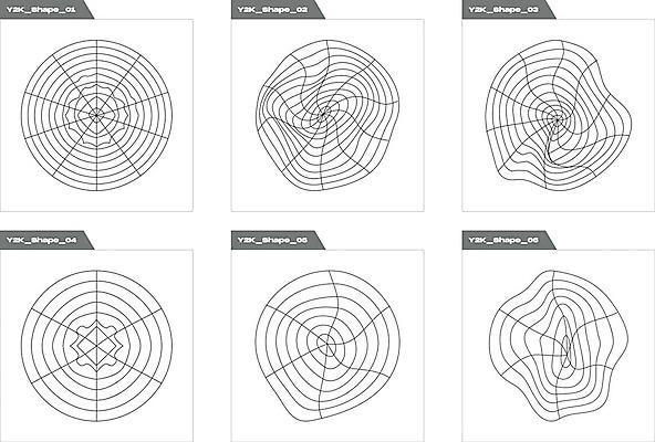 EPS 해외이미지 디자인 곡선 일러스트 추상 사람없음 그래픽 세트 검은색 원형 라인아트 웨이브 격자 기하학 해외202309 해외일러스트 도형 선 컬러 무늬 파일형식 벡터