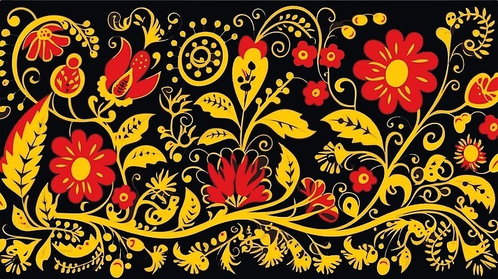EPS 해외이미지 모양 템플릿 전통 디자인 문화 백그라운드 꽃무늬 패턴 곡선 일러스트 벽지 추상 미술 여러명 장식 컬러풀 노란색 골동품 화려 황금 클래식 그림 질감 러시아인 민화 엘리먼트 옛날 전국 스타일 벡터 반복 해외202309 해외일러스트 서양인 꽃 선 컬러 다수 컨셉 무늬 문화예술 사람 파일형식
