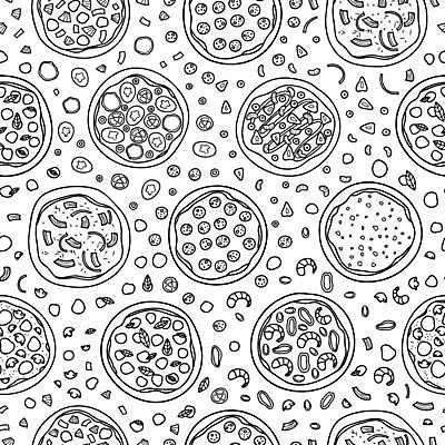 EPS 해외이미지 디자인 배너 종이 음식 백그라운드 패턴 토마토 채소 일러스트 재료 양파 치즈 새우 피자 육류 요리 주방 식당 식사 웹 버섯 이탈리아 카페 낙서 인쇄 굽기 해산물 속도 메뉴 올리브 윤곽 손그림 토핑 패키지 바질 마르게리타피자 모짜렐라치즈 살라미 채식주의자 페퍼로니 피자집 하와이인 벡터 해외202309 해외일러스트 외국인 열매 유럽 무늬 인터넷 식재료 유제품 패스트푸드 서양음식 갑각류 상점 소시지 구이 채식 파일형식