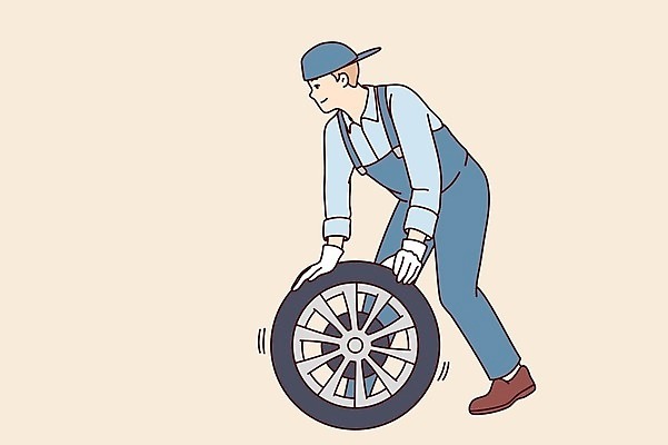 EPS 해외이미지 전신 남자 일러스트 노동자 한명 성인 잡기 엔지니어 타이어 굴리기 성인남자한명만 해외202309 해외일러스트 직업 1 모션 사람 기술자 남자한명만 성인남자만 파일형식 벡터