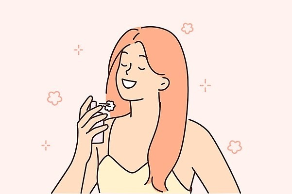 EPS 해외이미지 여자 행복 일러스트 한명 들기 상반신 성인 눈감음 뿌리기 향수 향기 성인여자한명만 해외202309 해외일러스트 1 감정 모션 사람 화장품 냄새 여자한명만 성인여자만 파일형식 벡터