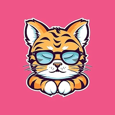 EPS 해외이미지 동물캐릭터 스티커 일러스트 사람없음 귀여움 호랑이 안경낌 해외202309 해외일러스트 일러캐릭터 동물 캐릭터 안경 컨셉 포유류 파일형식 벡터