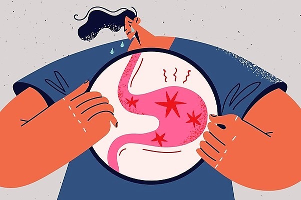 EPS 해외이미지 남자 일러스트 한명 성인 고통 환자 질병 눈물 위장 염증 위염 위장질환 성인남자한명만 해외202309 해외일러스트 1 감정 의학 사람 장기_의학 남자한명만 성인남자만 파일형식 벡터