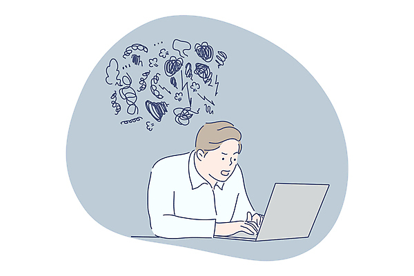 EPS 해외이미지 남자 일러스트 비즈니스 한명 성인 노트북 분노 짜증 타이핑 고민 성인남자한명만 해외202309 해외일러스트 1 감정 사람 전자제품 남자한명만 성인남자만 파일형식 벡터