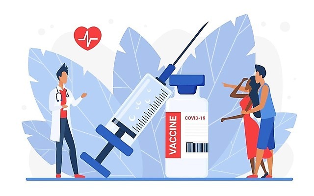 EPS 해외이미지 전신 여자 남자 잎 일러스트 건강 주사기 성인 세명 의사 하트 맥박 보호 약병 물약 성인만 코로나바이러스 해외202309 해외일러스트 모양 식물 컨셉 의학 의료기기 사람 약 의료진 바이러스 병_담는 파일형식 벡터