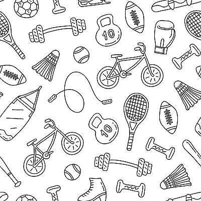 EPS 해외이미지 디자인 종이 스포츠 장갑 백그라운드 패턴 일러스트 공 벽지 건강 그래픽 자전거 럭비 축구 권투 아령 장비 야구 스케이트 테니스 게임 흰색 직물 라켓 신용카드 낙서 몸무게 인쇄 만화 보디빌딩 그림 체육관 질감 윤곽 배드민턴 손그림 챔피언 포장소품 벡터 반복 해외202309 해외일러스트 잡화 스포츠용품 컬러 무늬 포장 놀이 금융 구기 바이크 헬스 격투기 오브젝트 포장재료 파일형식