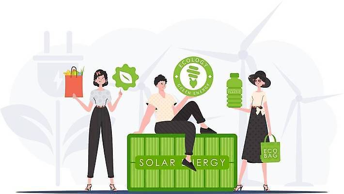 EPS 해외이미지 전신 여자 남자 잎 일러스트 전구 서기 들기 앉기 손짓 성인 세명 초록색 원형 그린에너지 심볼 장바구니 에코 친환경 집열판 에코백 플라스틱병 성인만 해외202309 해외일러스트 도형 식물 컬러 가방 모션 사람 쇼핑 바구니 환경 에너지 플라스틱 태양에너지 병_담는 파일형식 벡터