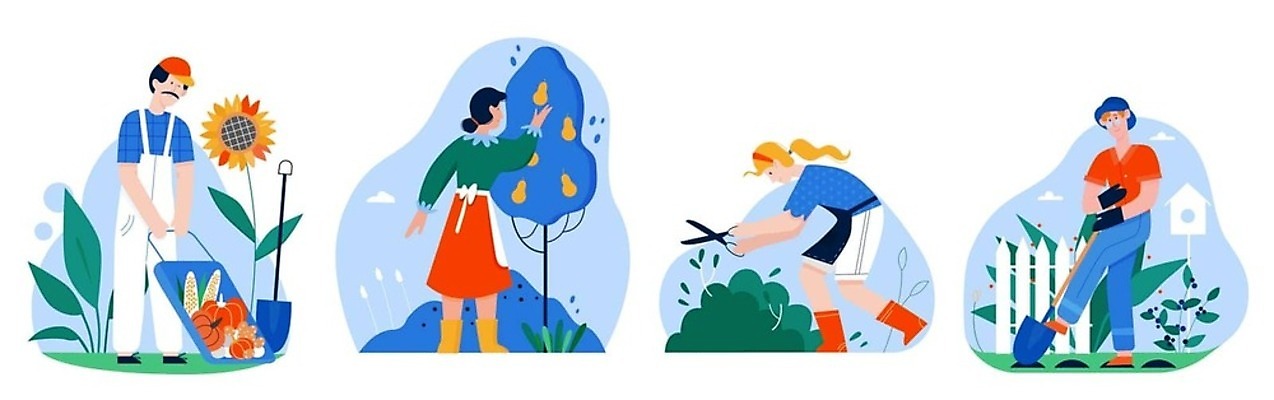 EPS 해외이미지 클립아트 나무 식물 캐릭터 디자인 행복 음식 컨셉 농업 과일 일러스트 가족 노동자 주택 사람 취미 야외 초록색 여름 농작물 세트 농장 마을 정원 수확 성장 가을 시골 업무 작업 플랫 농부 만화 수집 삽 에코 유기농 원예 고립 다듬기 밭일 원예사 벡터 해외202309 해외일러스트 일러캐릭터 직업 웰빙 계절 감정 산업 컬러 관계 모션 건물 환경 파일형식