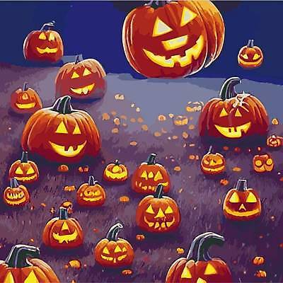 EPS 해외이미지 일러스트 호박 사람없음 어둠 할로윈 야간 빛망울 잭오랜턴 해외202309 해외일러스트 자연요소 채소 빛 파일형식 벡터