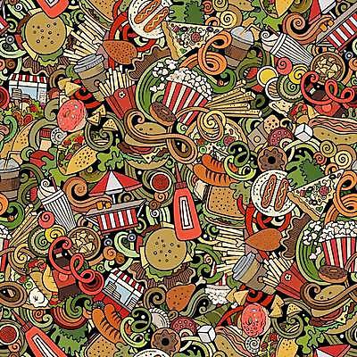 EPS 해외이미지 백그라운드 패턴 일러스트 추상 아이스크림 피자 패스트푸드 사람없음 컬러풀 감자튀김 햄버거 파라솔 소시지 도넛 낙서 케첩 팝콘 나초 타코 가판대 테이크아웃컵 해외202309 해외일러스트 음식 컬러 무늬 디저트 감자 서양음식 컵 튀김 소스_음식 가공식품 인스턴트 파일형식 벡터