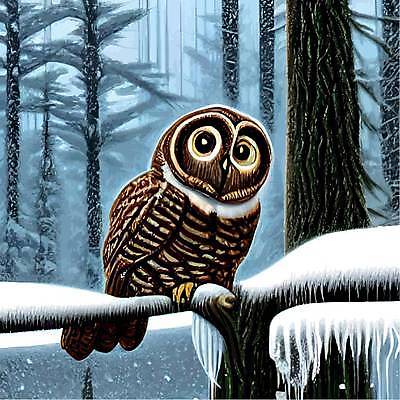 EPS 해외이미지 나무 야생동물 겨울 일러스트 사람없음 야간 숲 부엉이 올빼미 해외202309 해외일러스트 자연요소 식물 동물 계절 조류 파일형식 벡터