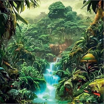 EPS 해외이미지 백그라운드 잎 일러스트 자연 사람없음 초록색 열대우림 해외202309 해외일러스트 식물 컬러 숲 생태계 파일형식 벡터