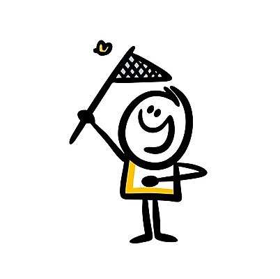 EPS 해외이미지 인물캐릭터 나비 일러스트 한명 들기 사람 낙서 수집 심플 채집망 해외202309 해외일러스트 일러캐릭터 캐릭터 1 곤충 모션 파일형식 벡터