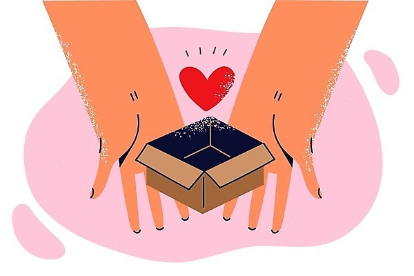 EPS 해외이미지 라이프스타일 손 분홍색 일러스트 발렌타인데이 사랑 들기 신체부위 상자 하트 해외202309 해외일러스트 모양 감정 컬러 모션 데이이벤트 사람 생활 파일형식 벡터