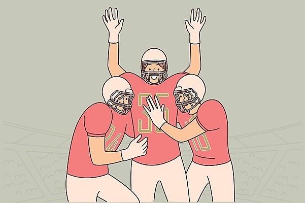EPS 해외이미지 남자 행복 일러스트 상반신 성인 세명 럭비 미식축구 만세 우승 럭비선수 성인남자만 해외202309 해외일러스트 감정 모션 운동선수 사람 구기 최고 남자만 성인만 파일형식 벡터